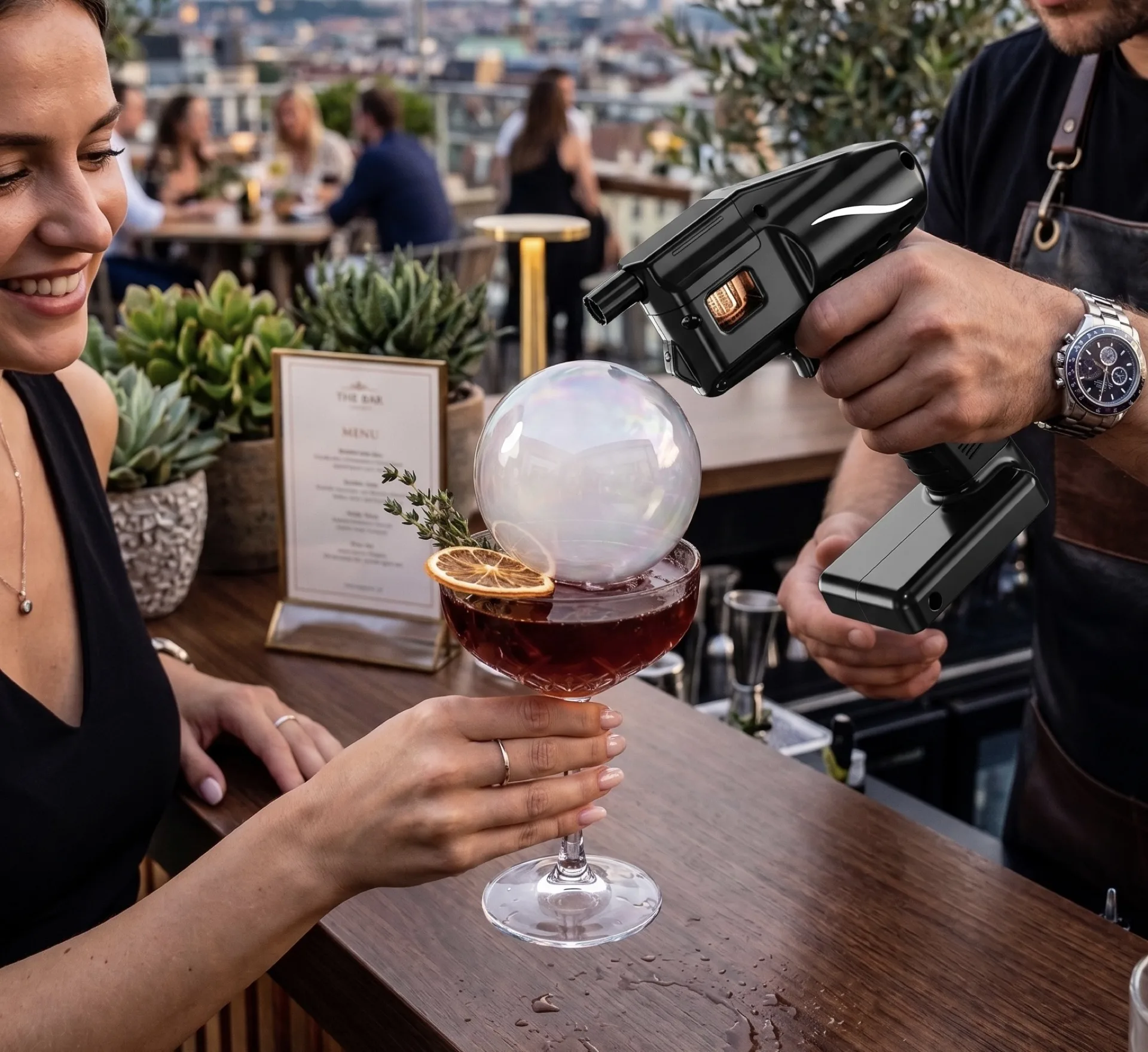 Flavour Blaster — efekt kouřové bubliny na baru